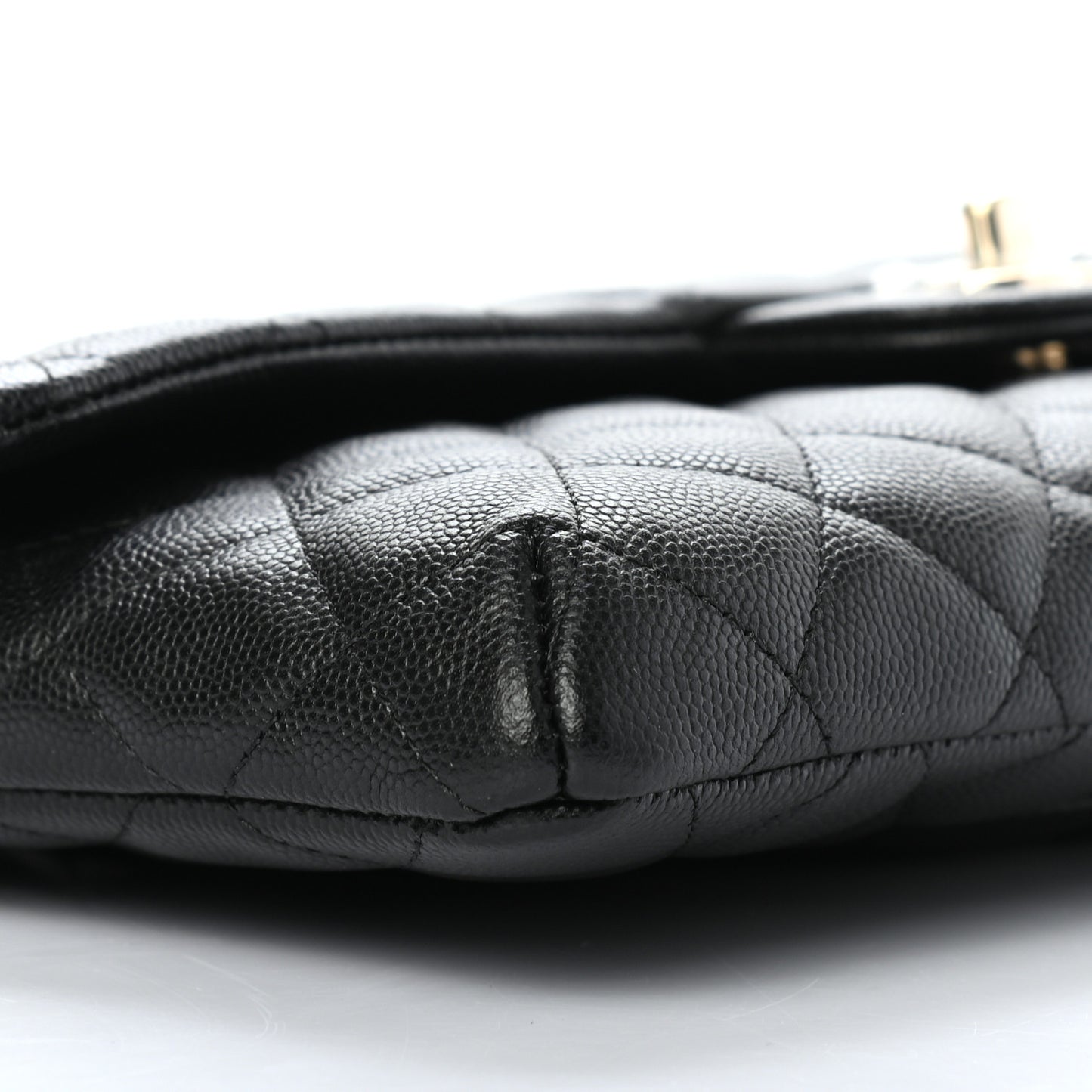 Caviar Quilted Flap Clutch Black