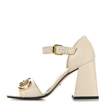 Gucci Nappa Horsebit Cross Strap 95mm Sandals 35 Mystic White 1 of 10