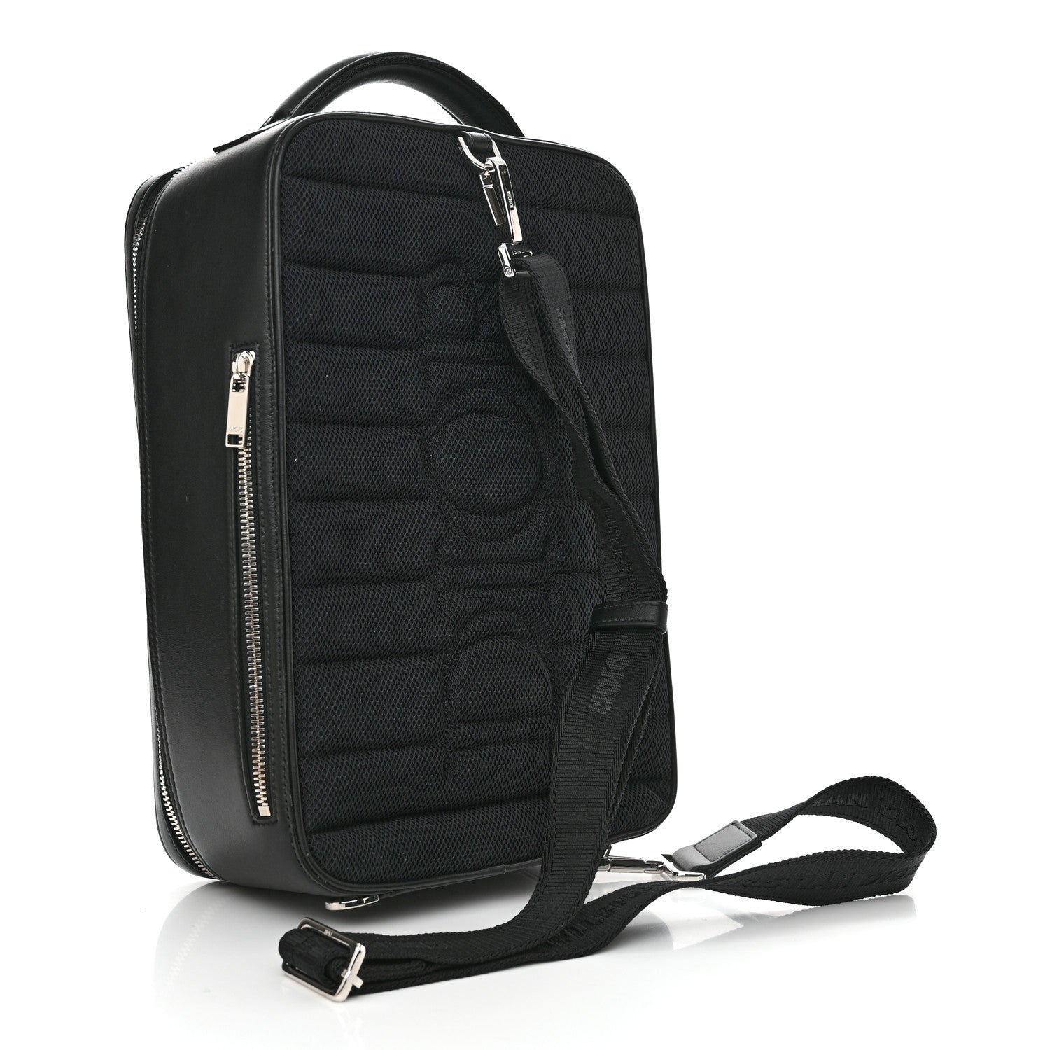 Christian Dior Calfskin Oblique Galaxy Perforated Marsupio World Tour Pelle Sling Black White 3 of 10