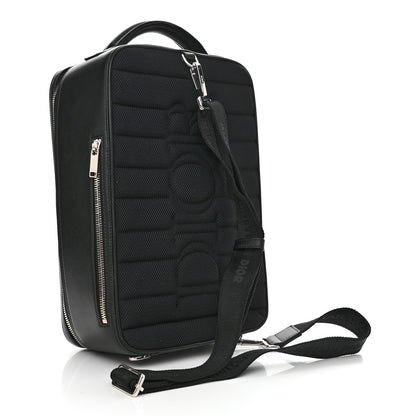 Christian Dior Calfskin Oblique Galaxy Perforated Marsupio World Tour Pelle Sling Black White 3 of 10