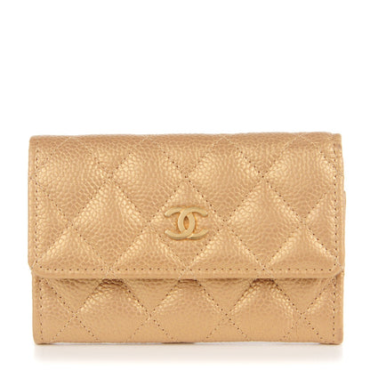 Chanel Metallic Caviar Quilted Card Holder Gold 1 of 8