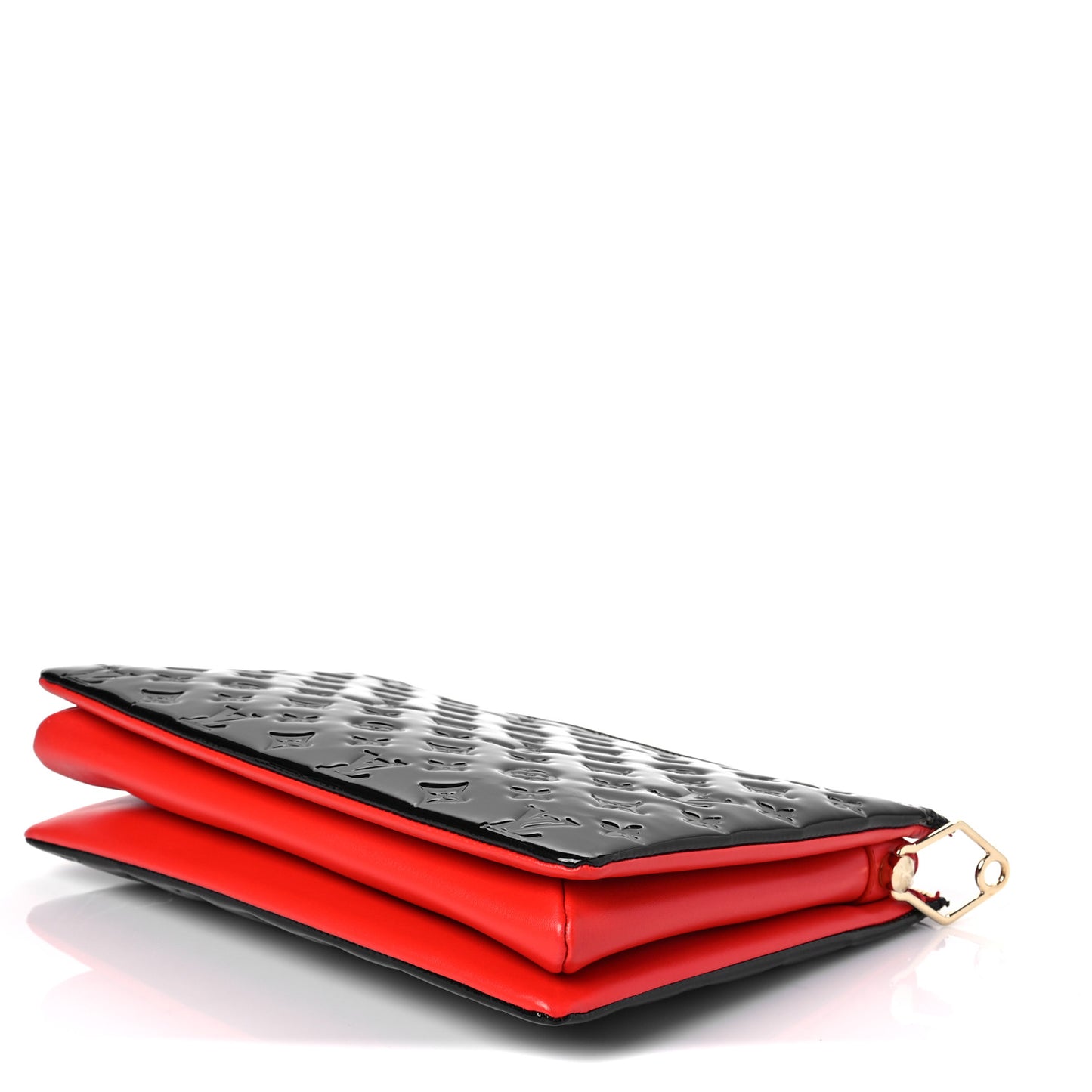 Patent Embossed Monogram Lambskin Coussin MM Black Red