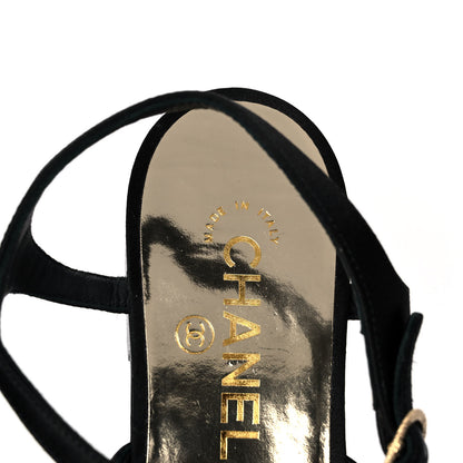 Chanel Satin Pearl Thong Sandals 40 Black 7 of 8