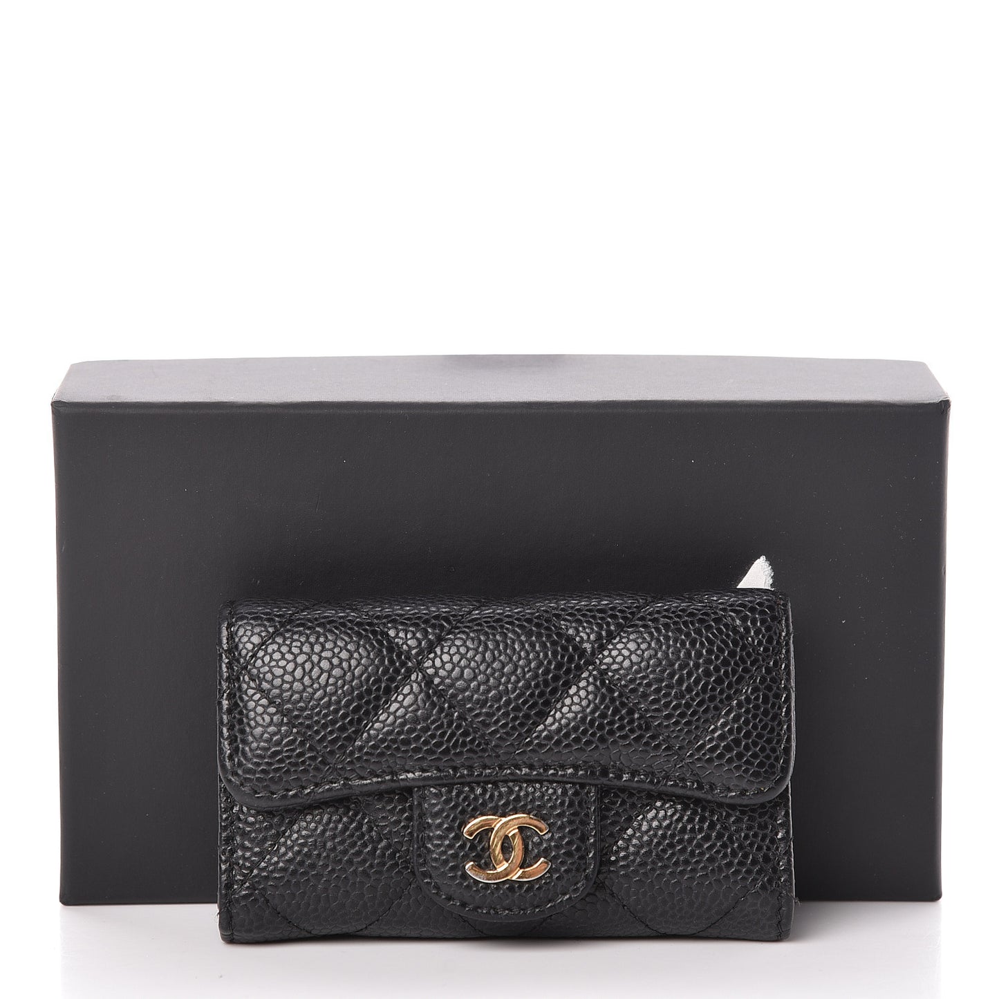Caviar Quilted 6 Key Holder Black
