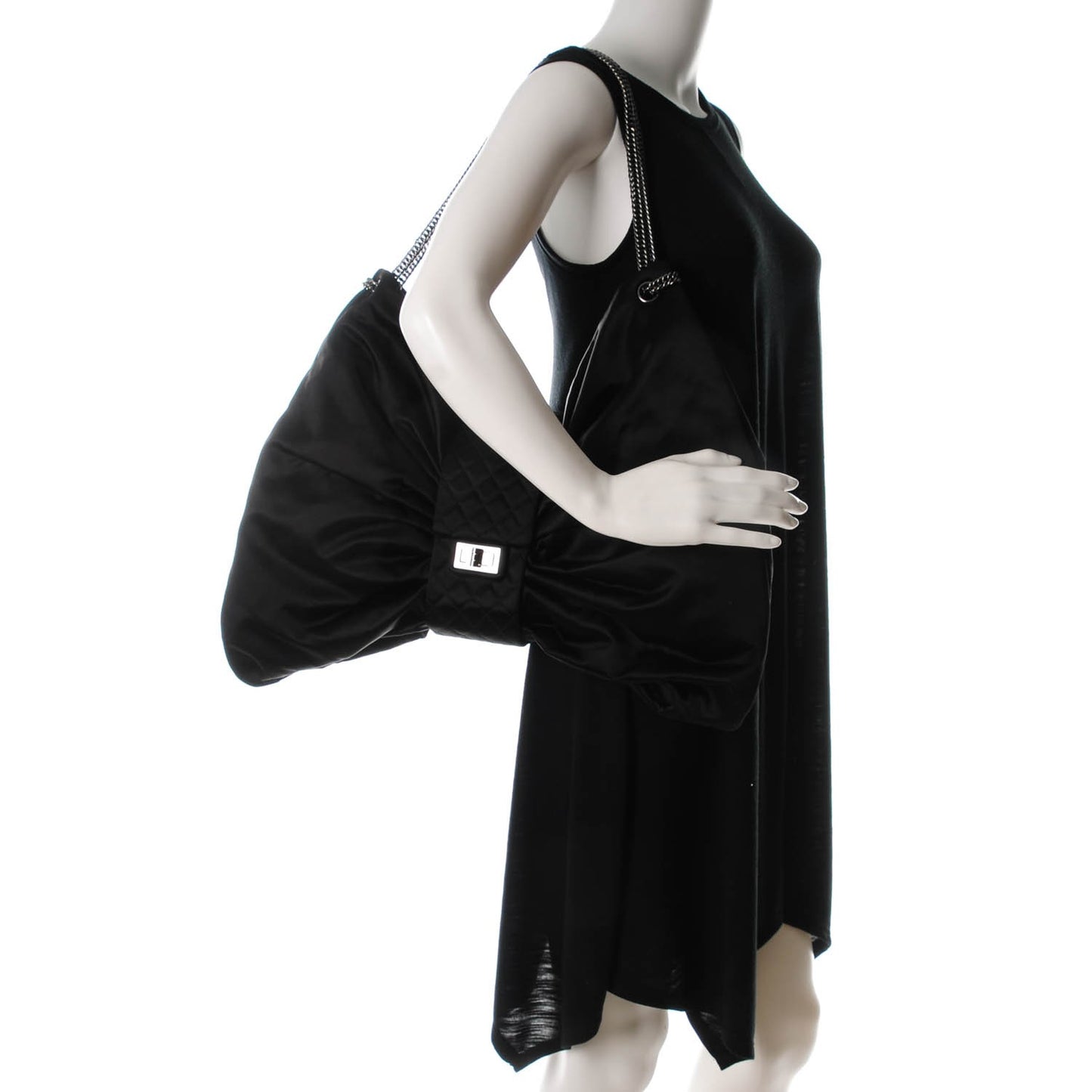 Satin Large Bow Bag Black