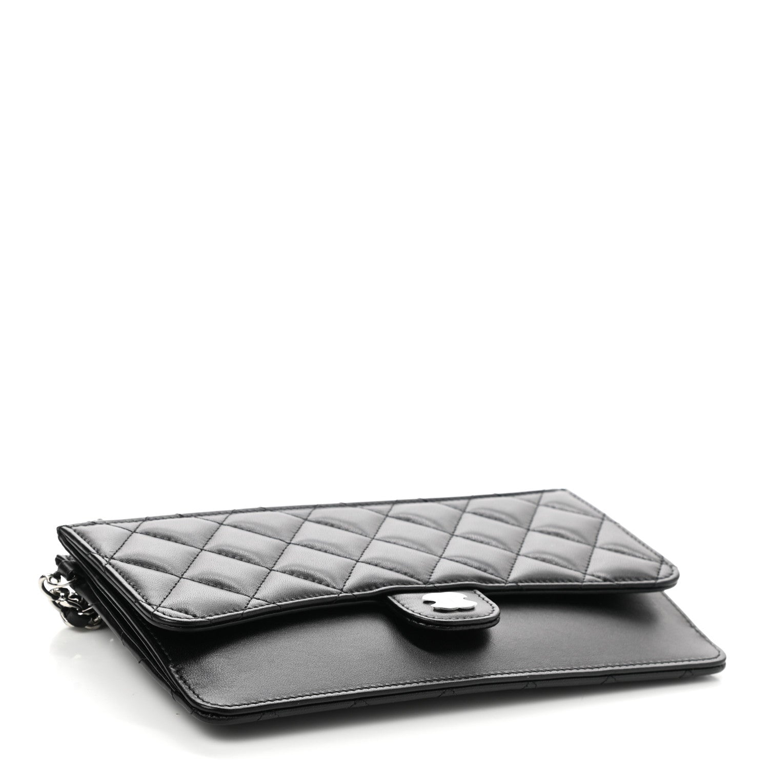 Chanel Lambskin Quilted Classic Pouch With Handle Black 4 of 8