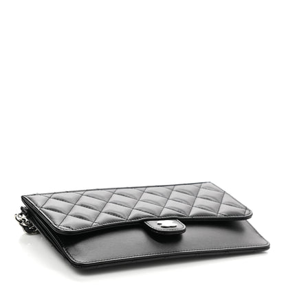 Chanel Lambskin Quilted Classic Pouch With Handle Black 4 of 8