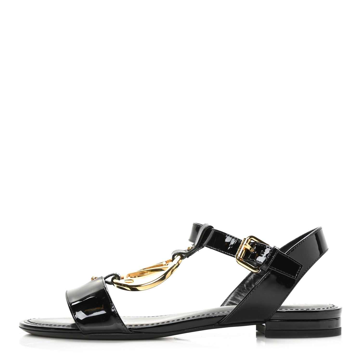Louis Vuitton Patent Carioca Flat Sandals 36.5 Black 1 of 7
