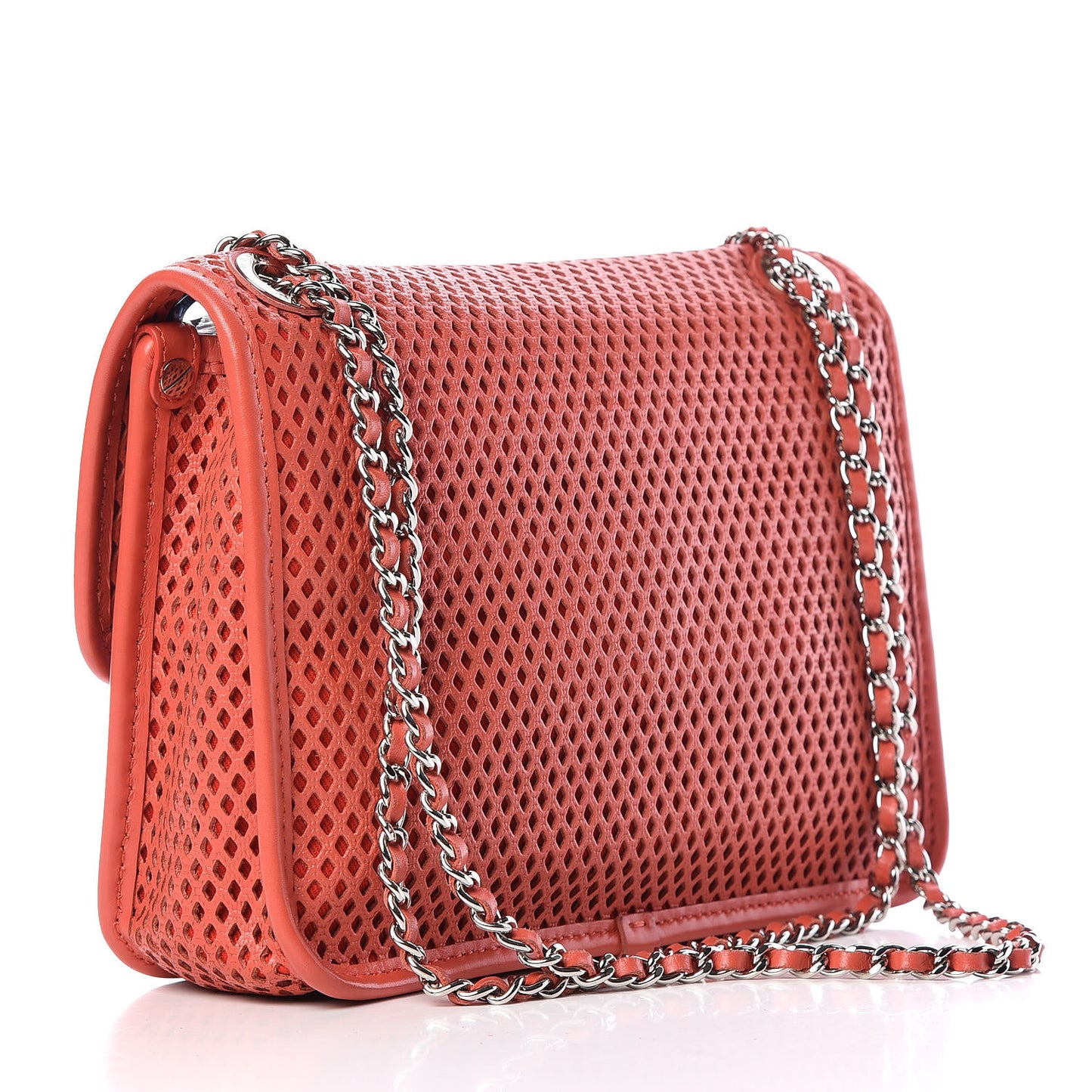 Perforated Calfskin Small Up In The Air Flap Red