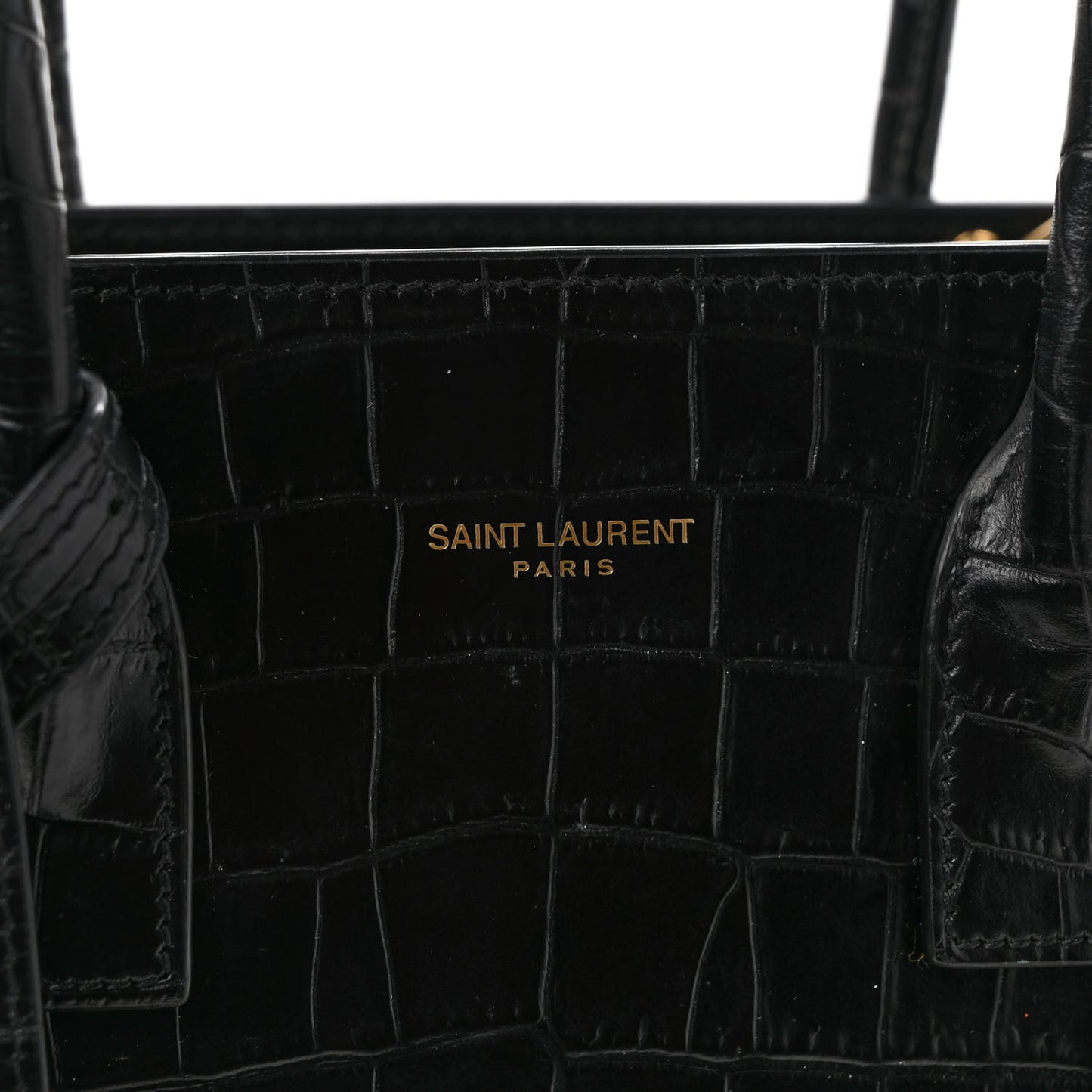 Calfskin Crocodile Embossed Baby Sac De Jour Black
