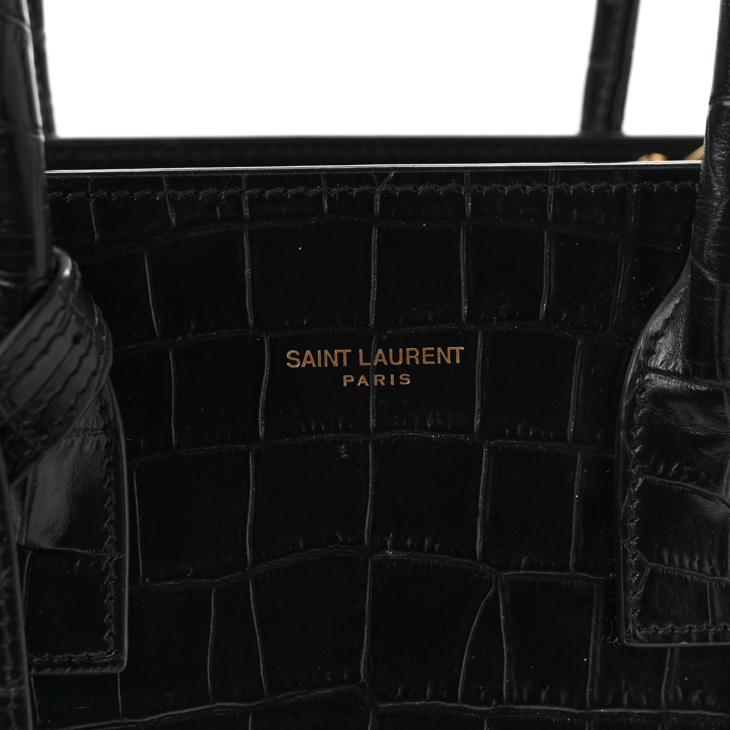 Saint Laurent Calfskin Crocodile Embossed Baby Sac De Jour Black 7 of 9