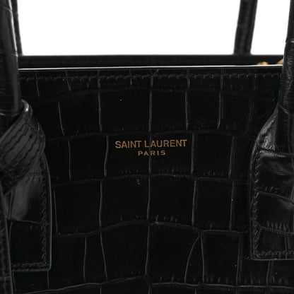 Saint Laurent Calfskin Crocodile Embossed Baby Sac De Jour Black 7 of 9