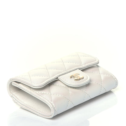 Chanel Iridescent Lambskin Quilted Flap Card Holder Wallet Ivory 4 of 8