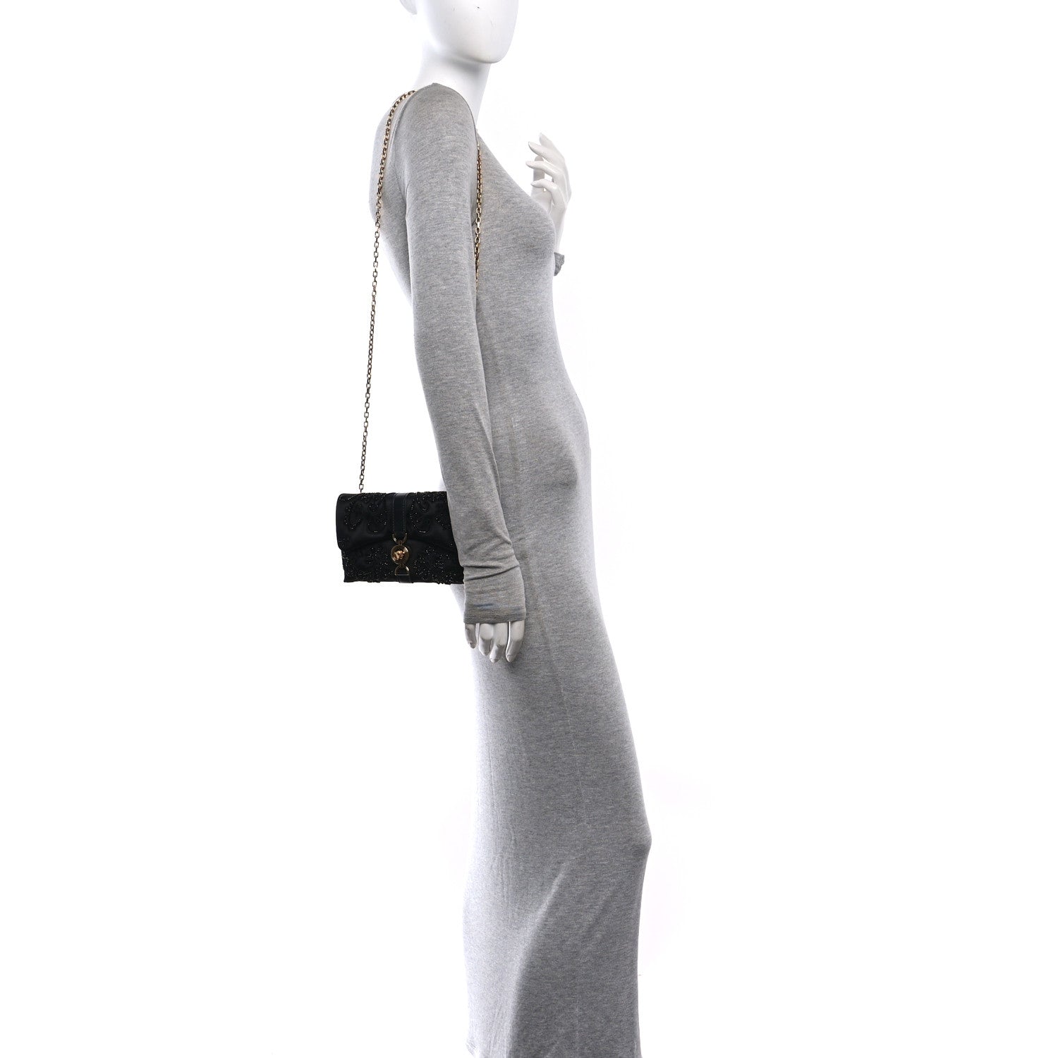 Versace Satin Crystal Mini Kleio Crossbody Bag Black 2 of 11