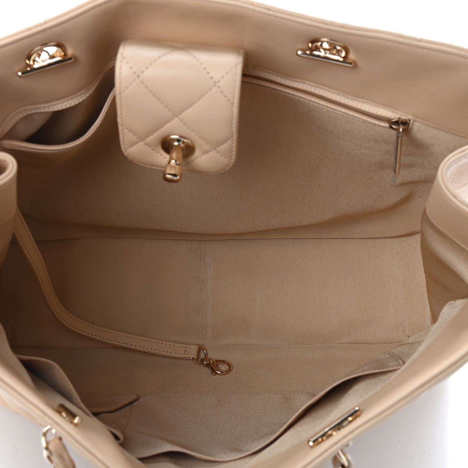 Chanel Calfskin Quilted Large CC Shopping Tote Beige 5 of 9
