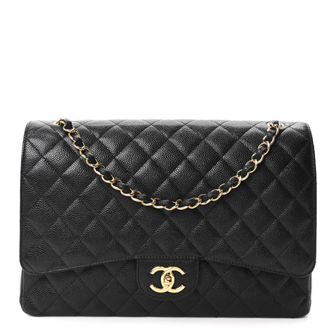 Caviar Quilted Maxi Double Flap Black