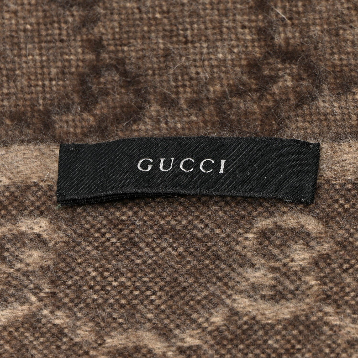 Gucci Wool Angora Monogram Web Scarf Dark Brown 3 of 3