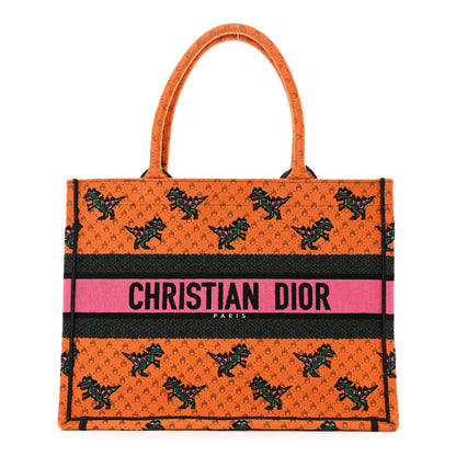 Christian Dior Canvas Embroidered Medium Dino Book Tote Orange Multicolor 1 of 12