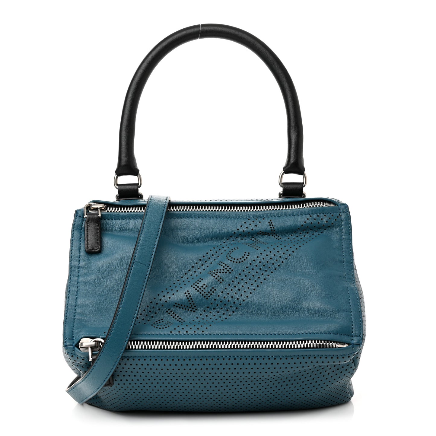 Lambskin Perforated Small Pandora Turquoise