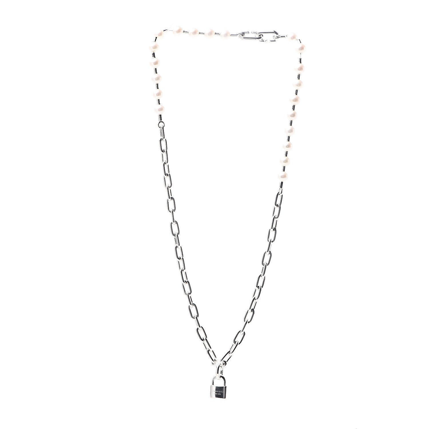 Tiffany Sterling Silver Pearl HardWear Lock Bracelet 3 of 6