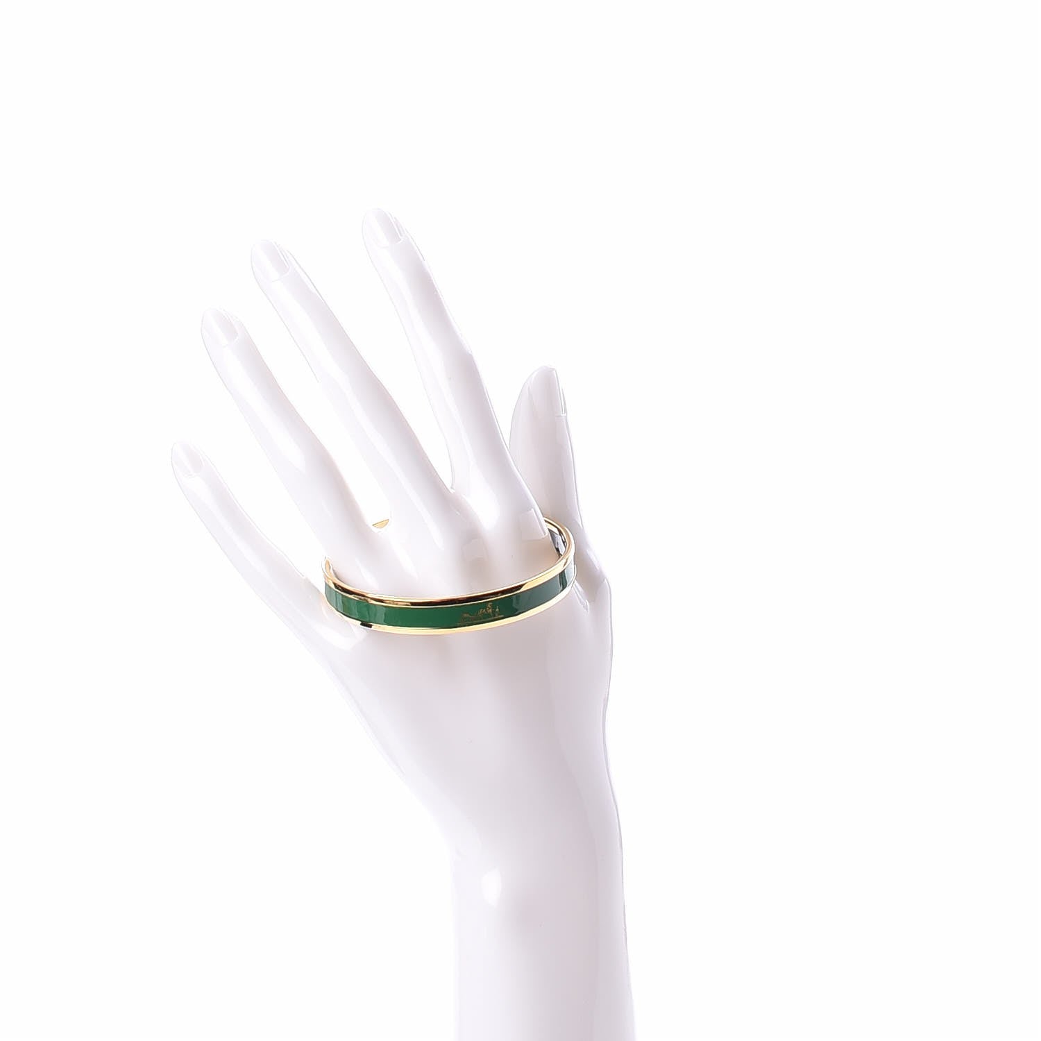 Hermes Enamel Narrow Caleche Bracelet 62 Vert Sapin 2 of 6