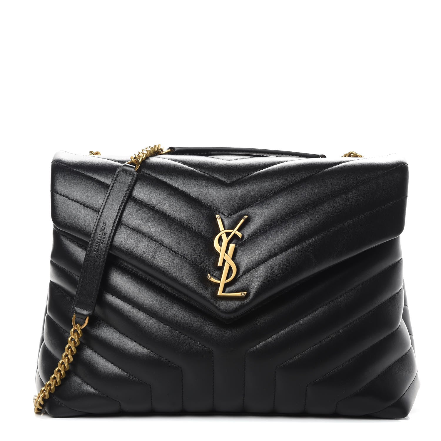 Saint Laurent Calfskin Y Quilted Monogram Medium Loulou Chain Satchel Black 1 of 10
