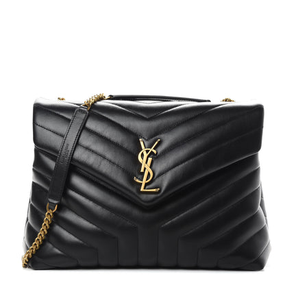 Saint Laurent Calfskin Y Quilted Monogram Medium Loulou Chain Satchel Black 1 of 10