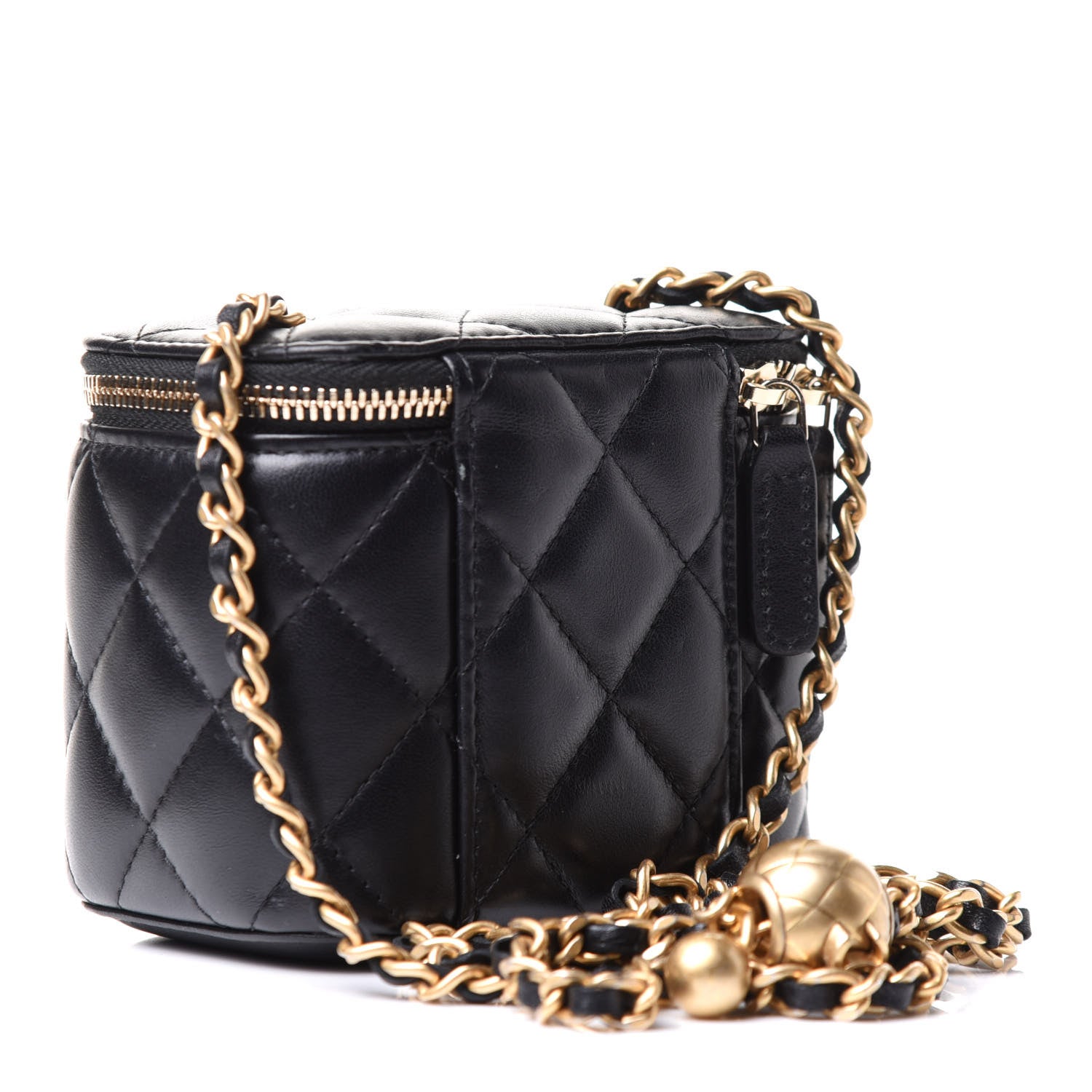 Chanel Lambskin Quilted Mini Pearl Crush Vanity Case With Chain Black 3 of 17