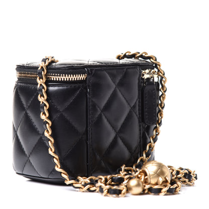 Chanel Lambskin Quilted Mini Pearl Crush Vanity Case With Chain Black 3 of 17