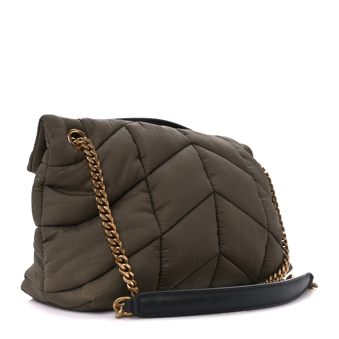 Nylon Quilted Small Loulou Puffer Monogram Chain Satchel Military Green