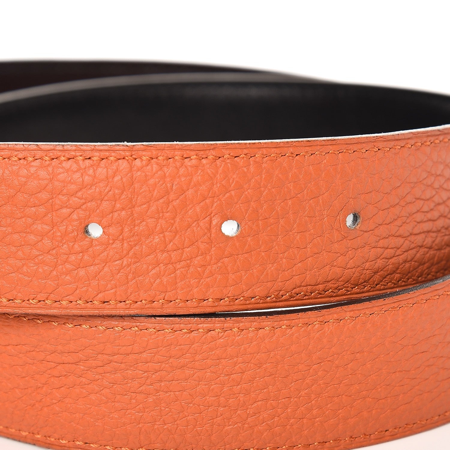 Hermes Box Togo 32mm H Belt 85 Black Orange 5 of 10