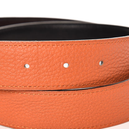 Hermes Box Togo 32mm H Belt 85 Black Orange 5 of 10