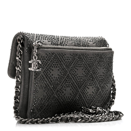 Chanel Iridescent Calfskin Crystal Mini Flap Crossbody Bag Gris Fonce 2 of 11
