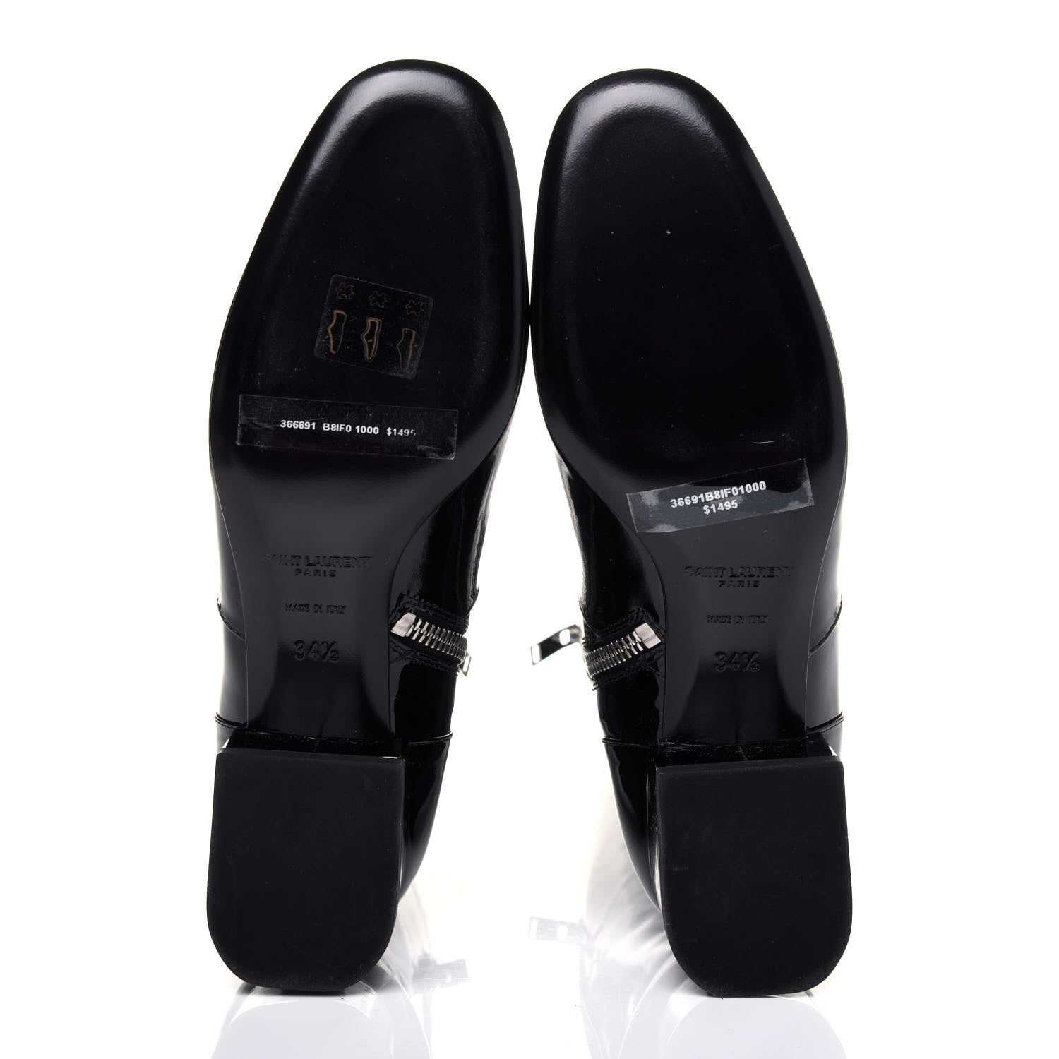 Saint Laurent Patent Knee High Boots 34.5 Black 5 of 11