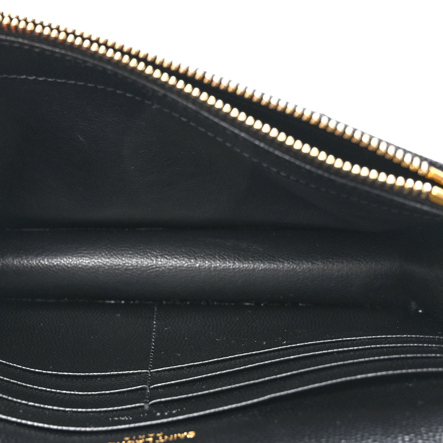 Saint Laurent Grain De Poudre Matelasse Chevron Monogram Envelope Chain Wallet Black 5 of 11