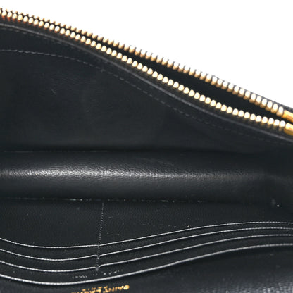 Saint Laurent Grain De Poudre Matelasse Chevron Monogram Envelope Chain Wallet Black 5 of 11