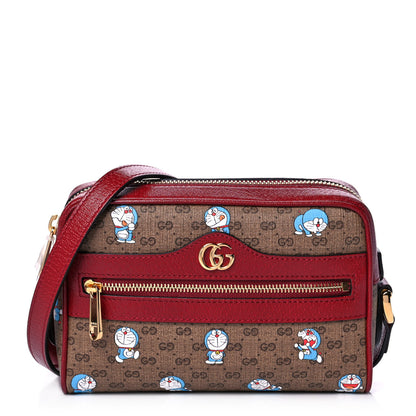 Gucci X DORAEMON Mini Vintage GG Supreme Monogram Camera Bag Beige Cherry Red 1 of 14
