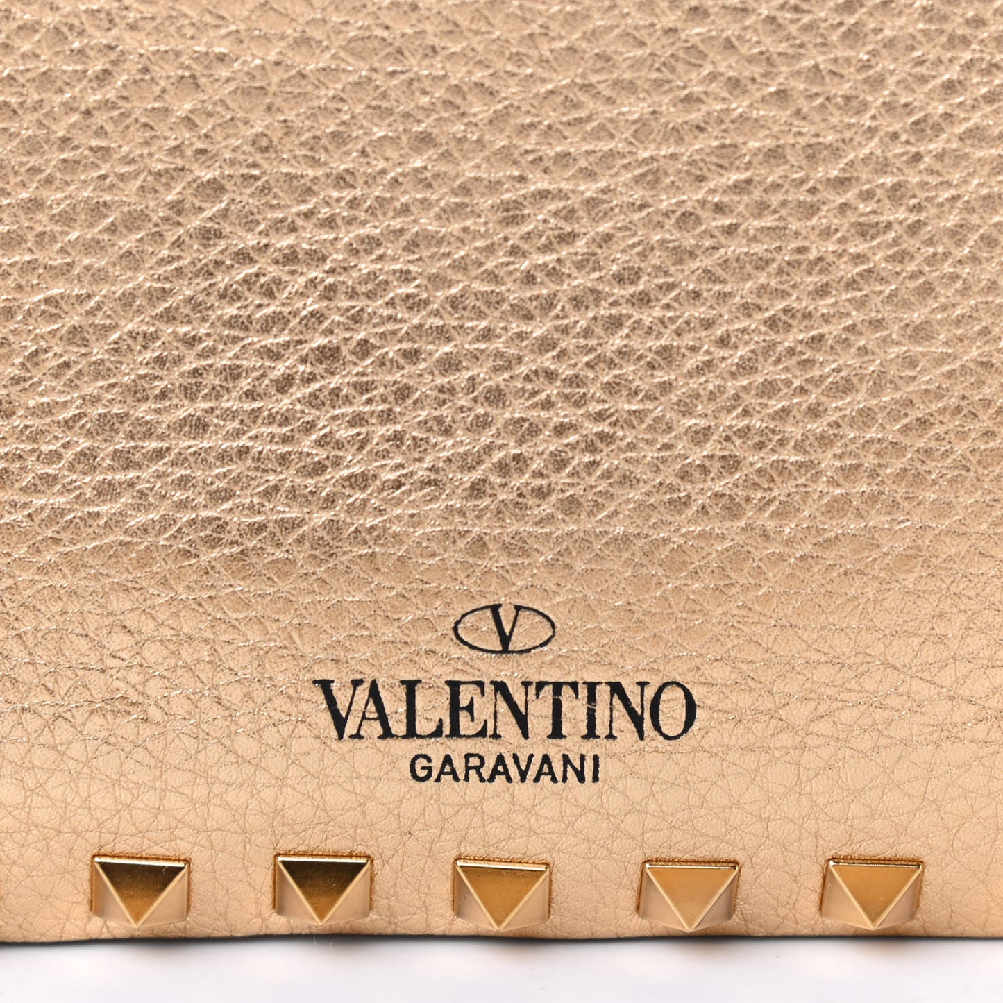 Metallic Pebbled Calfskin Rockstud Camera Crossbody Bag Gold