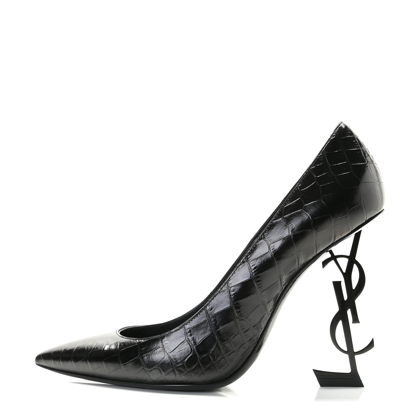 Calfskin Crocodile Embossed Opyum 110 Pumps 40 Black