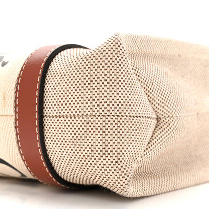 Chloe Cotton Calfskin Small Woody Ribbon Tote White Brown 10 of 12
