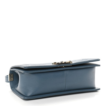 Chanel Caviar Chevron Quilted Medium Boy Flap Blue 4 of 9