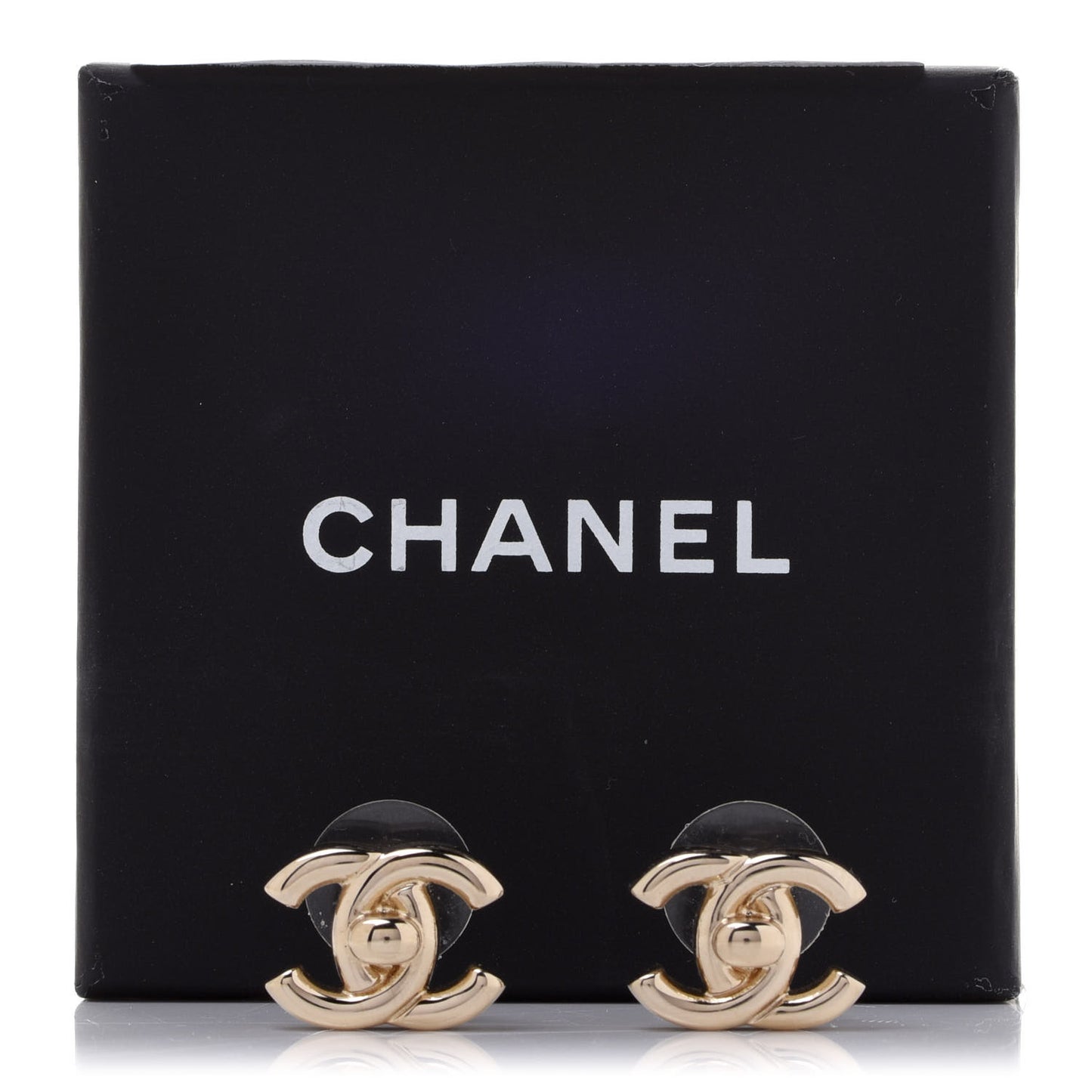 Metal CC Turnlock Earrings Gold