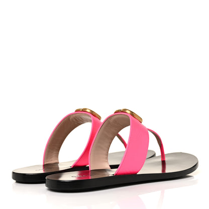 Gucci Calfskin GG Marmont Thong Sandals 36.5 Fuxia Fluo 4 of 8