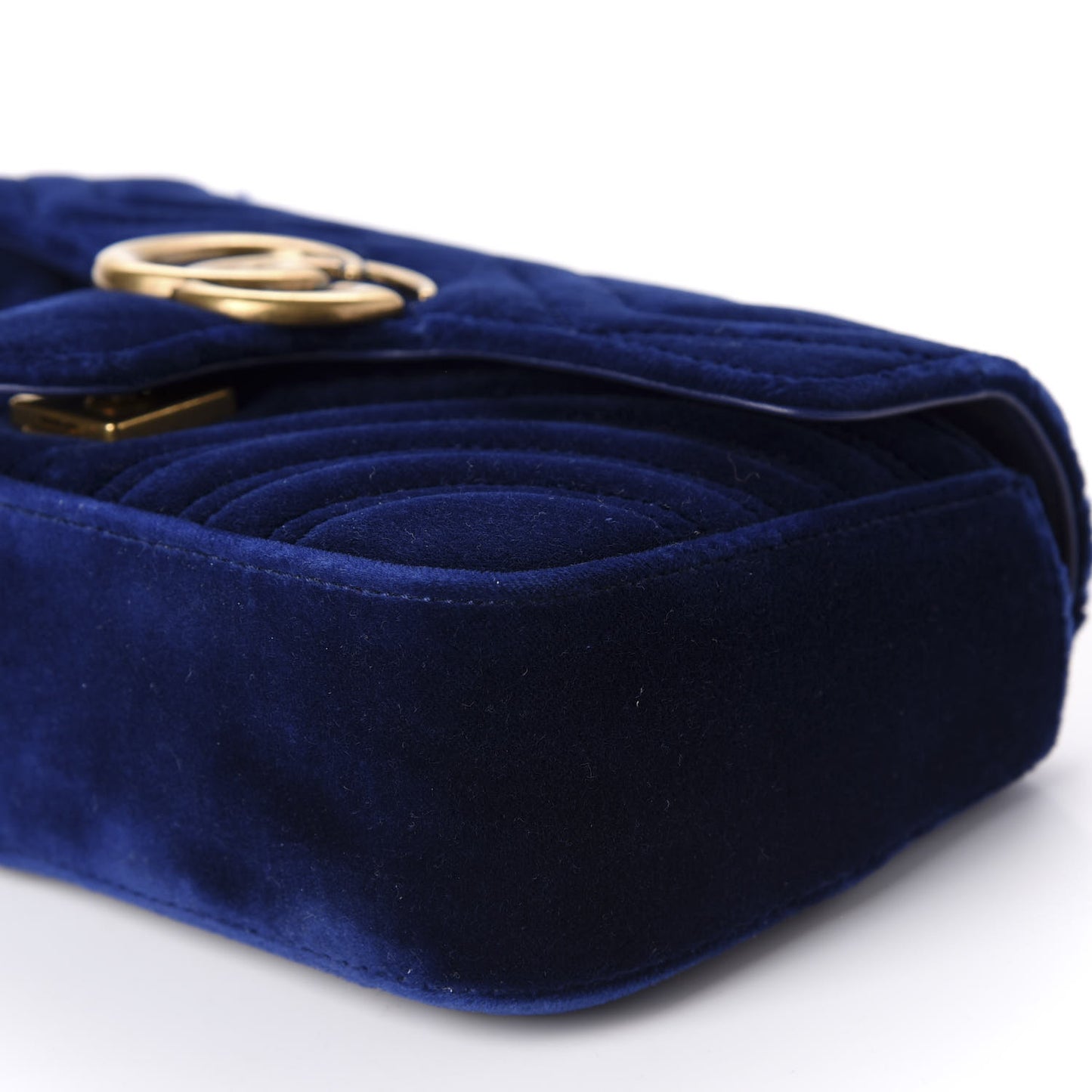 Velvet Matelasse Mini GG Marmont Shoulder Bag Cobalt Blue