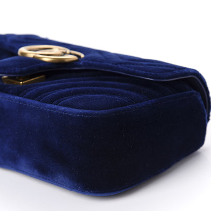 Gucci Velvet Matelasse Mini GG Marmont Shoulder Bag Cobalt Blue 7 of 10