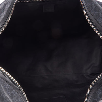 Gucci Soft GG Supreme Monogram Appia Calfskin Web Large Carry On Duffle Bag Black Grey 7 of 10