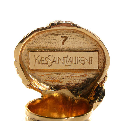 Saint Laurent Glass Cabochon Arty Ovale Ring 7 Blue Gold 4 of 5