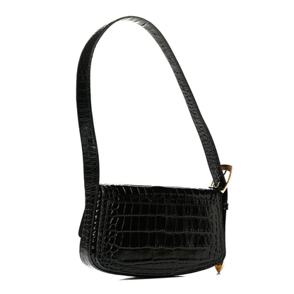 Balenciaga Shiny Calfskin Crocodile Embossed Ghost Sling Bag Black 2 of 6