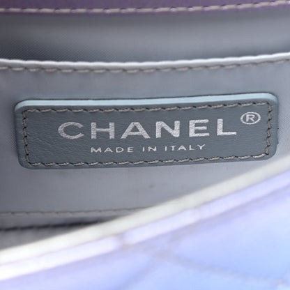 Chanel Gradient Metallic Calfskin Quilted Clutch Silver Blue Yellow Purple 6 of 10