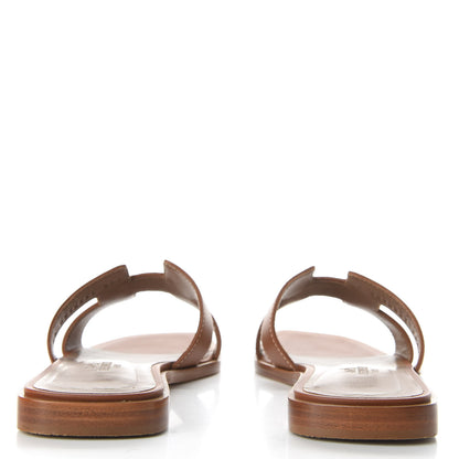 Hermes Box Calfskin Oran Sandals 36.5 Gold 6 of 10
